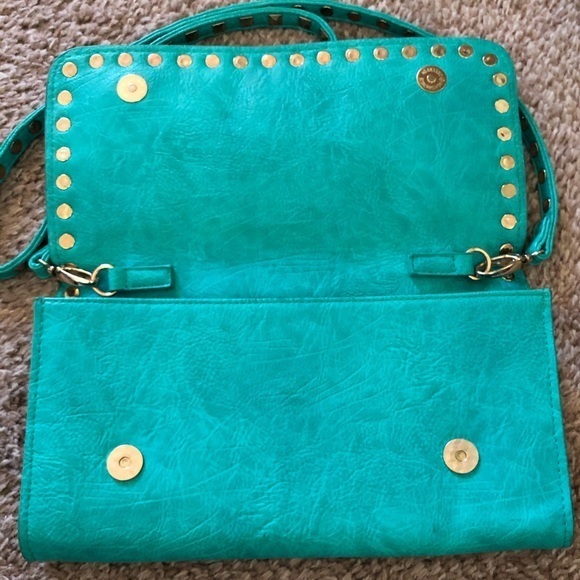 BLUE FAUX LEATHER URBAN EXPRESSIONS CROSSBODY BAG - Picture 4 of 8